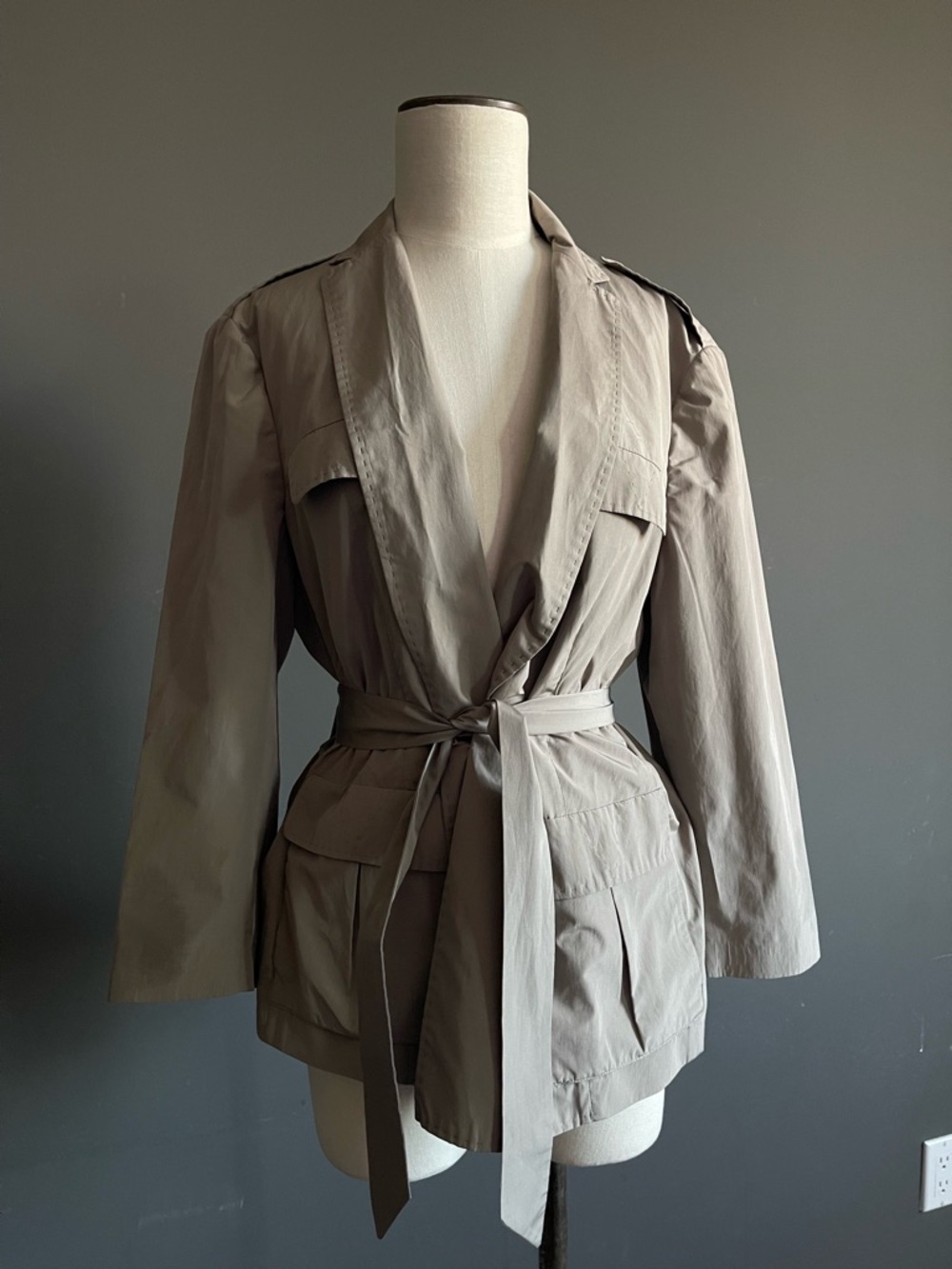 Piazza Sempione Taupe Tie-Belt Trench Jacket